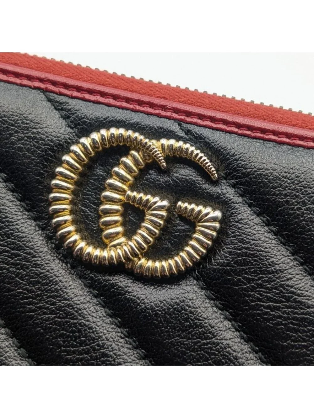Gucci GG Marmont Double Black Red Bicolor Zip Around Wallet - Picture 5 of 10